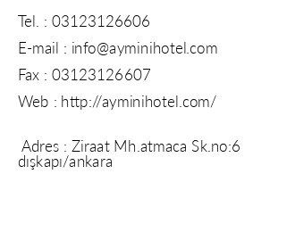 Aymini Hotel iletiim bilgileri